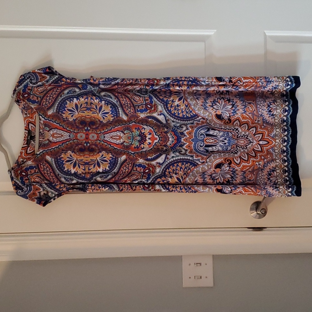 R &K multi color dress, cap sleeves,  sx XL